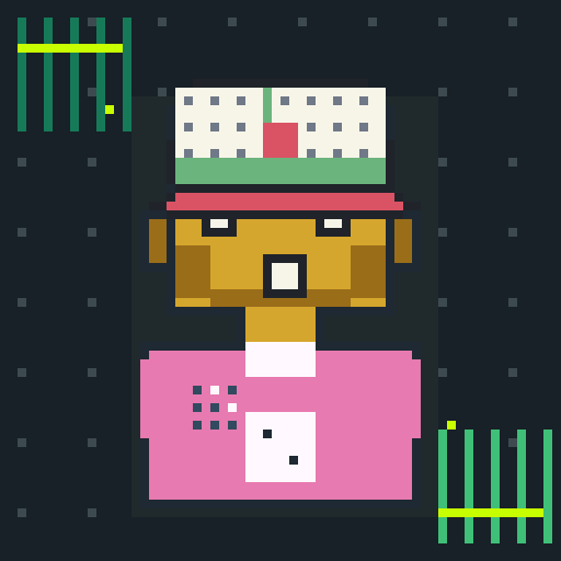 Clothing trait tee_pink_dice, shown on a Humble Guy