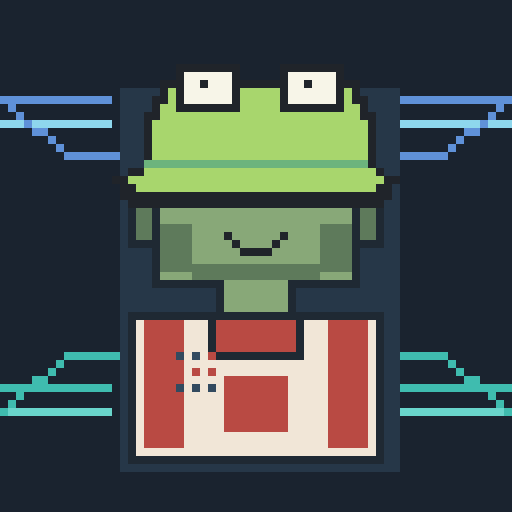 Headwear trait frog_bucket_hat, shown on a Humble Guy
