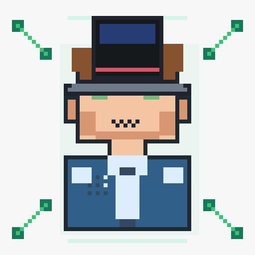 Headwear trait top_hat, shown on a Humble Guy