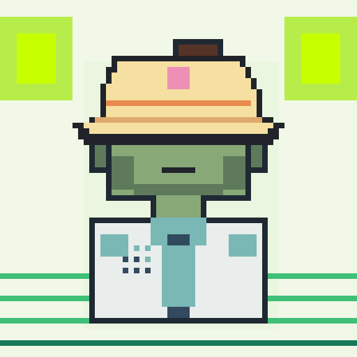 Headwear trait wide_sun_hat, shown on a Humble Guy